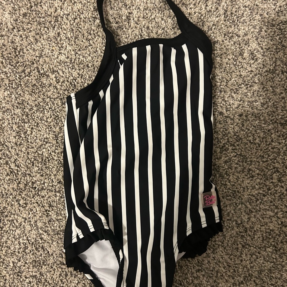 Ruffle Butts Black and White Striped One-Piece Swimsuit